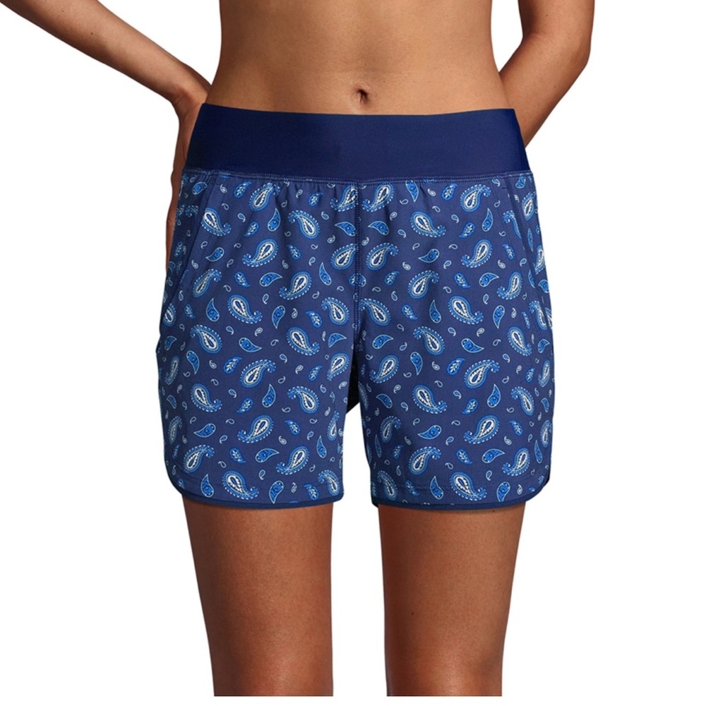 Lands' End Quick Dry Hybrid Thigh-Minimizer Swim Board Shorts